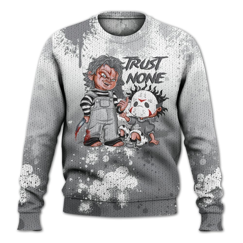 Sweater To Match Retro Wolf Grey 5s - Trust No One Scary Graphic