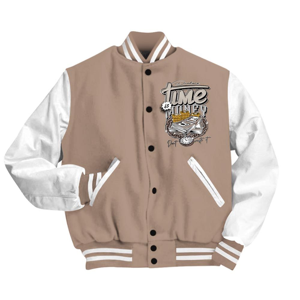 Varsity Jacket To Match OG Latte 1s - Time Is Money Varsity Jacket Outfit OG Latte 1s 1305 HDT