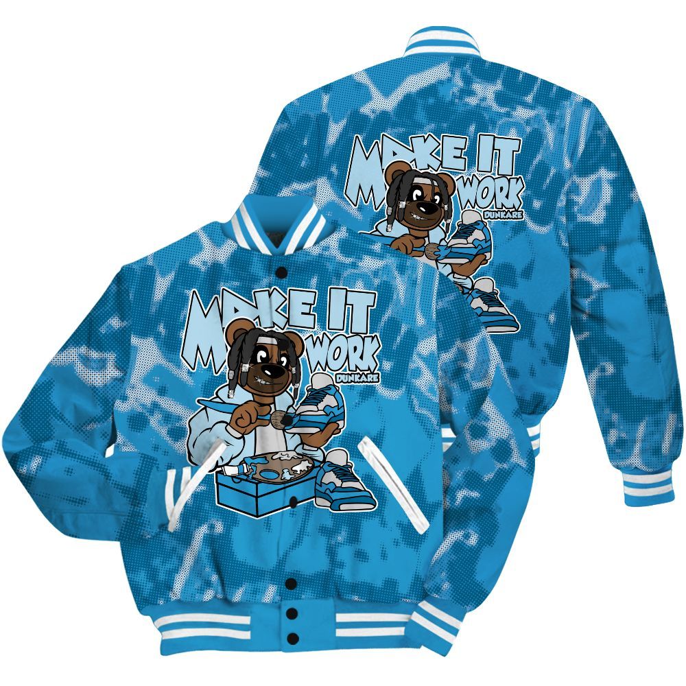 Varsity Jacket To Match Powder Blue 9s Shirt - Pull It Off Bear Street All Over Print