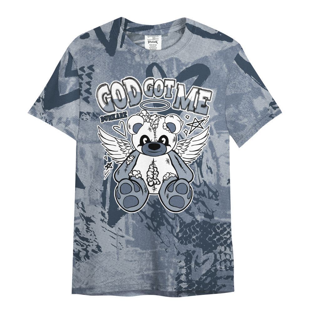 Shirt To Match Low Diffused Blue 11s - Gods Guides Me Bear Heart Grunge All Over Print