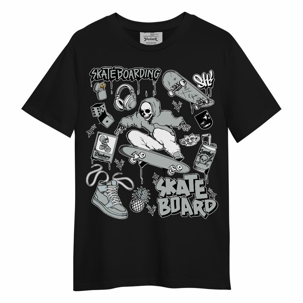 Shirt To Match Black Wolf Grey 12s - Doodle Skeleton Skateboard Unisex Shirt