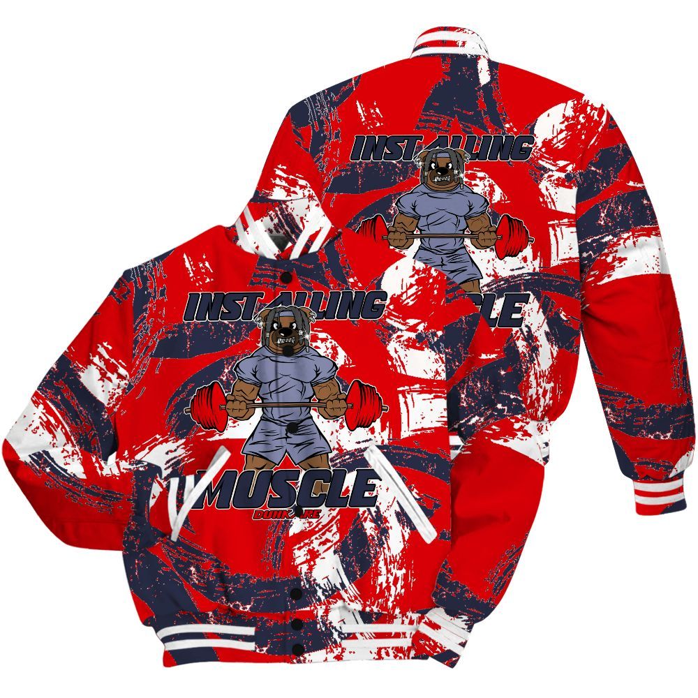 Varsity Jacket To Match Low OG Howard Bison 1s Shirt - Installing Muscle Bear Circle Slpash All Over Print