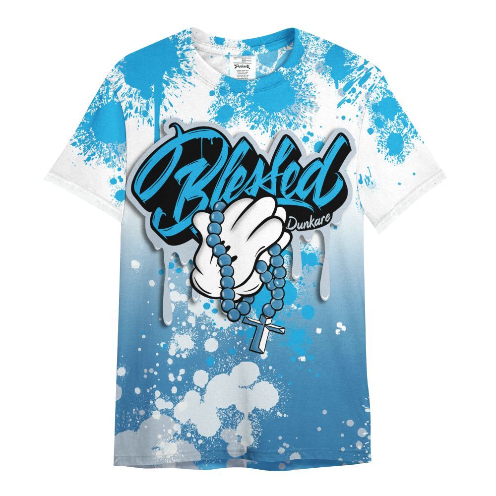 Shirt To Match University Blue Low 2026 11s - God Blessed Ink Drip All Over Print