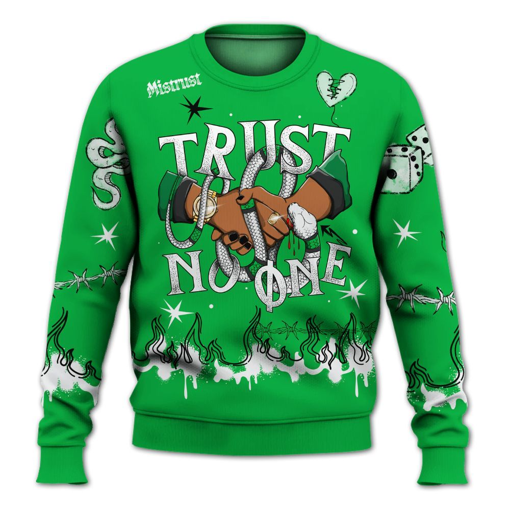 Sweatshirt To Match Lucky Green 5s - Trust No One Snake-Bite Doodle Crayon All Over Print