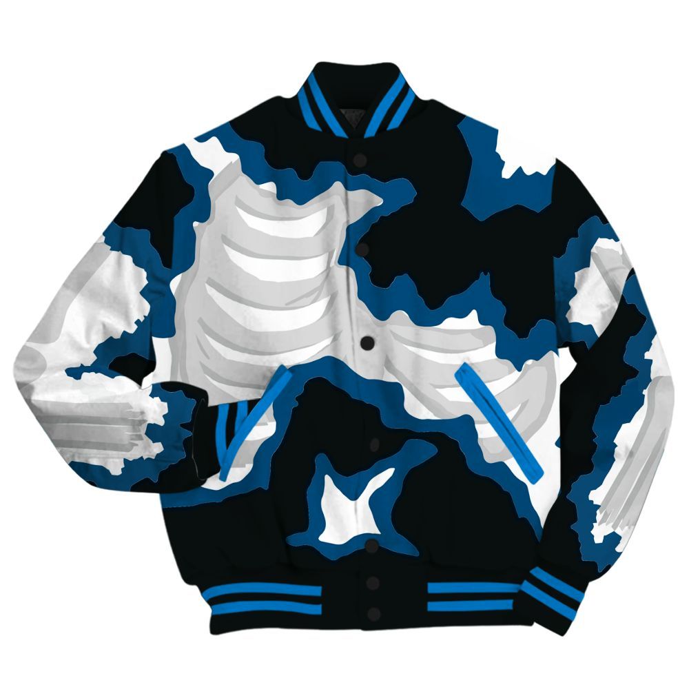 Varsity Jacket To Match High OG FragmentxULA White Black 1s - Hard Feeling Graphic Heart Break All Over Print