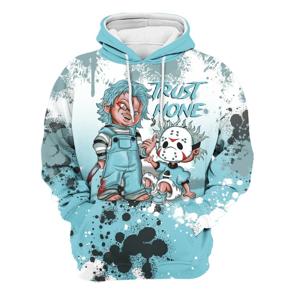 Hoodie To Match Low Legend Blue 11s - Trust No One Scary All Over Print