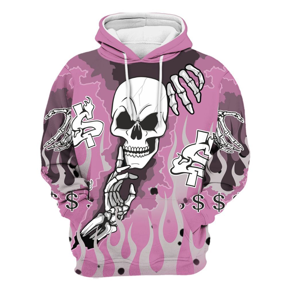 Hoodie To Match Neutral Grey Black White Orchid 4s - Ones Move In Silence Graphic Trapped All Over Print