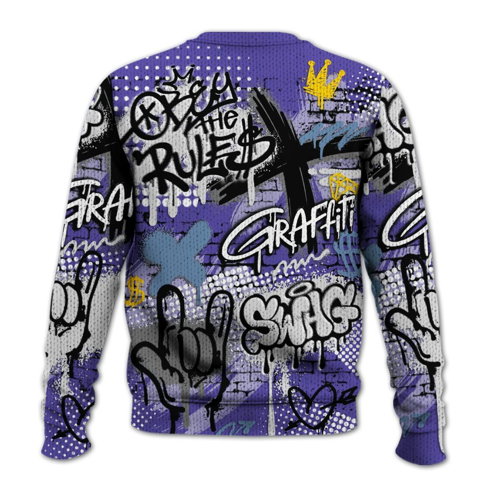 Knitted Sweater To Match Retro Concord 5s - True It Real Graffiti Streetwear