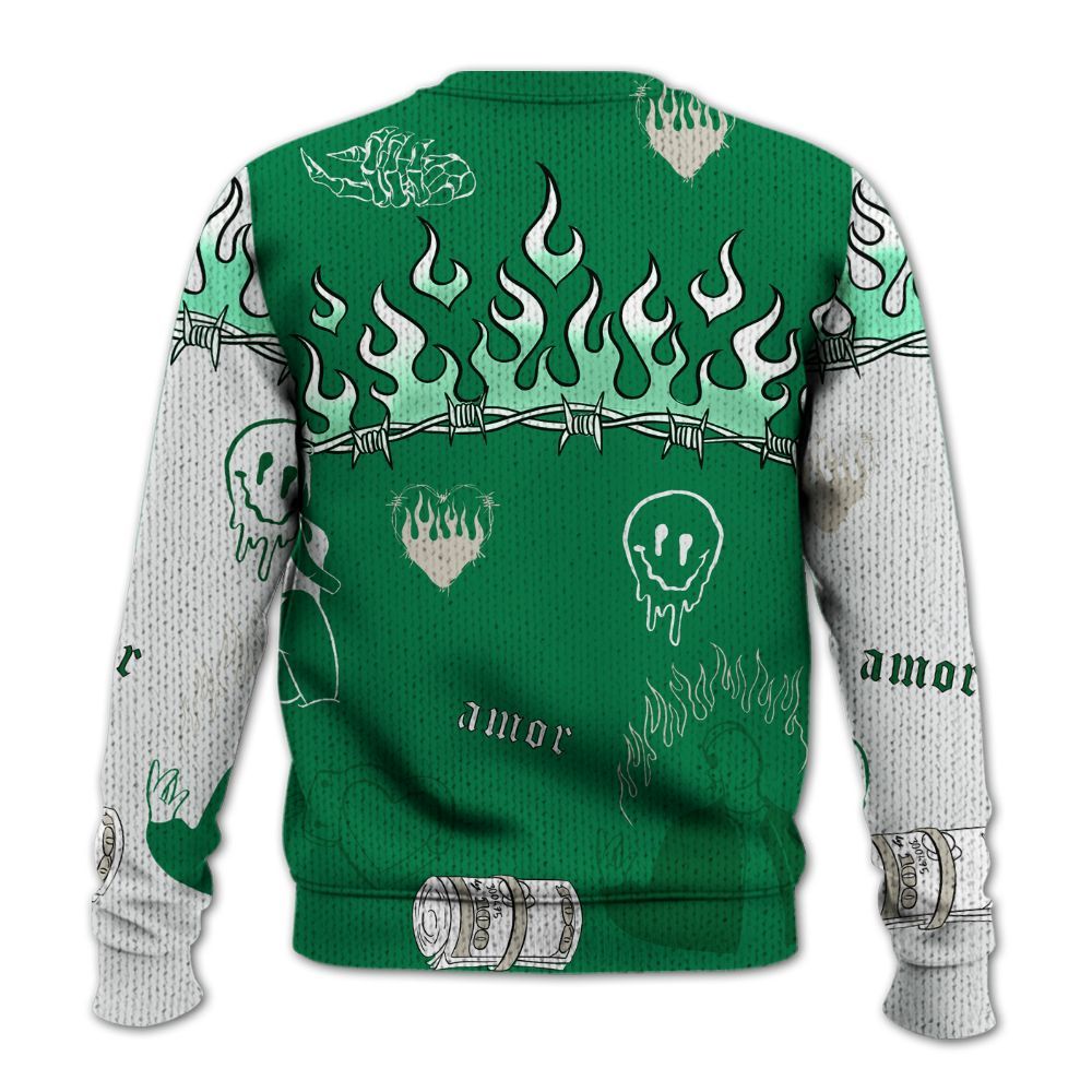 Knitted Sweater To Match Lucky Green 2s - Snake Trust No One