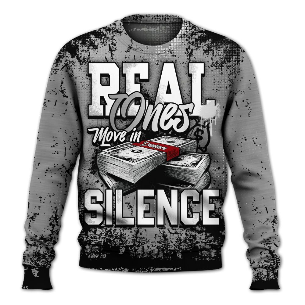 Sweatshirt To Match Metallic Silver 14s - Move In Silence Money Street Retro All Over Print