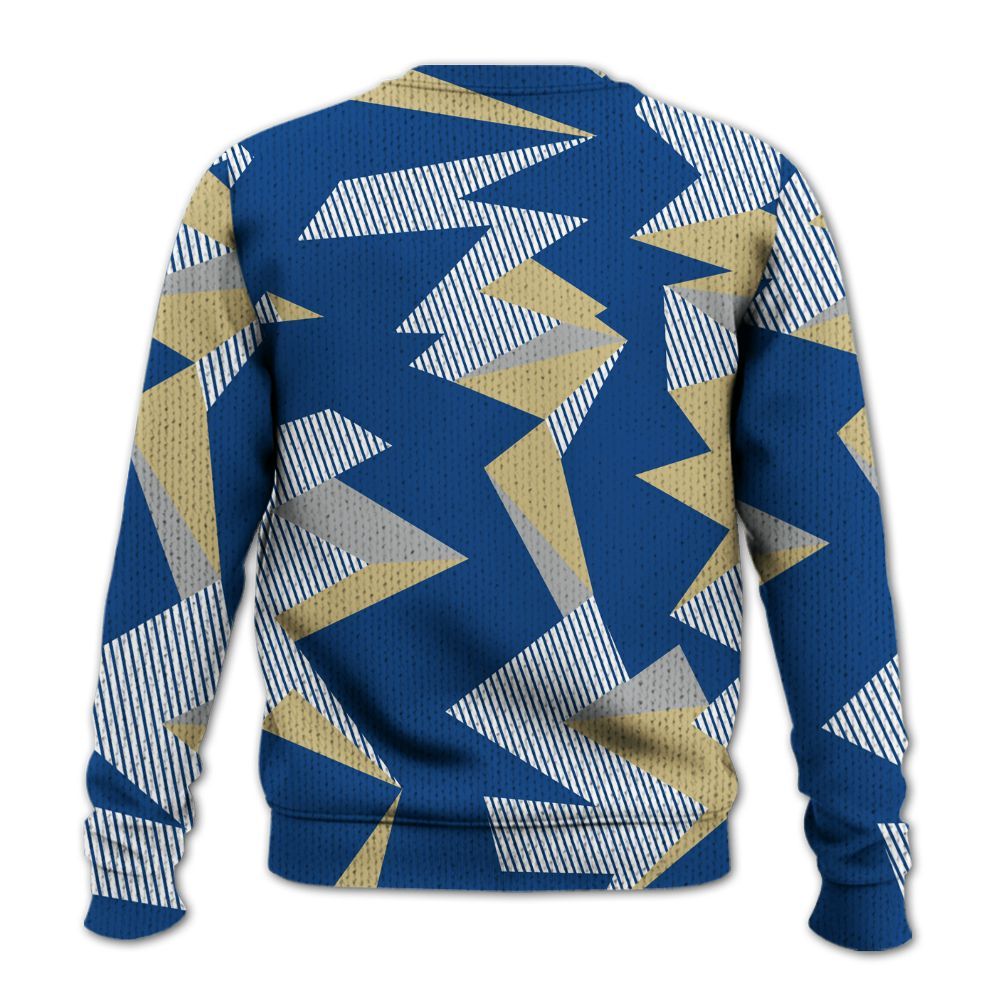 Knitted Sweater To Match Air Ship Royal Blue - Geometric Camouflage Pattern