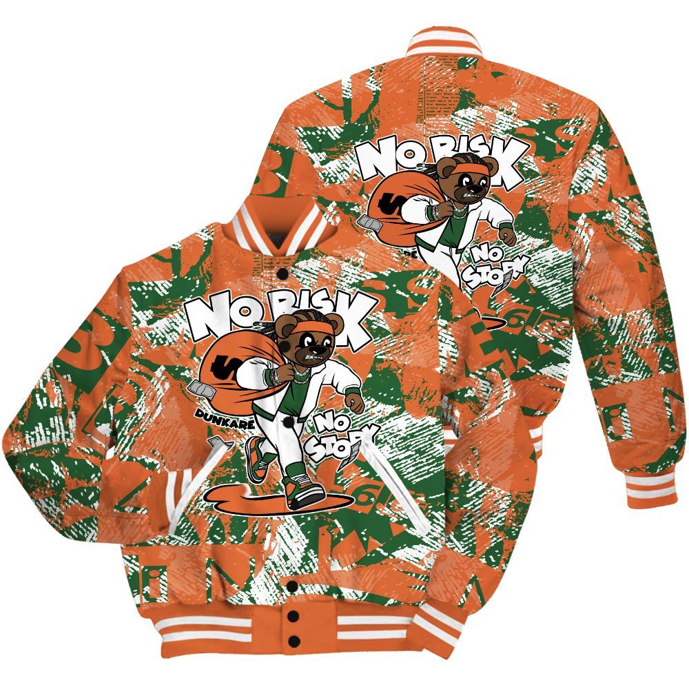 Varsity Jacket To Match Low Miami 5s Shirt - Certain Bear Abstract Graffiti All Over Print