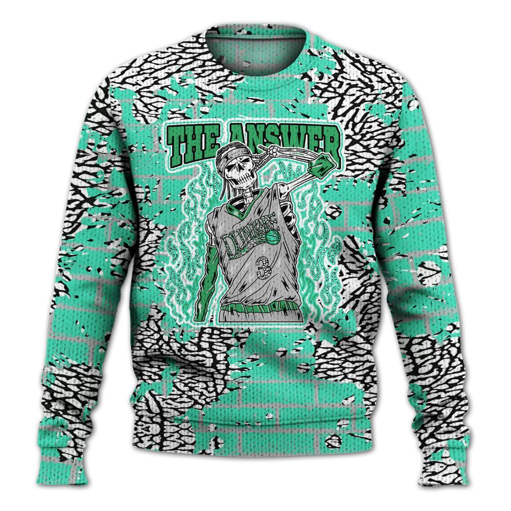 Knitted Sweater To Match Black Green Glow 3s - Allen Answer Skeleton Brick