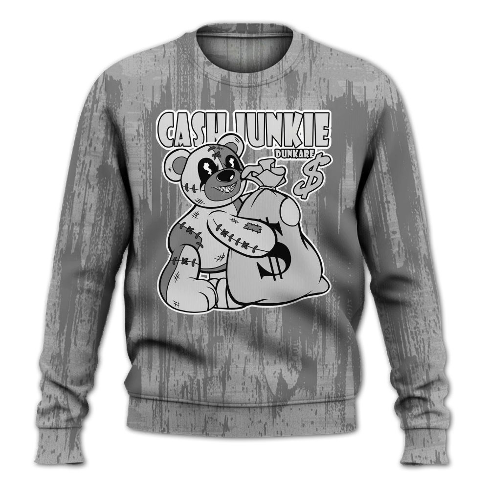 Sweatshirt To Match Black Wolf Grey 12s - Cashs Junkie Bear Glitch Art All Over Print