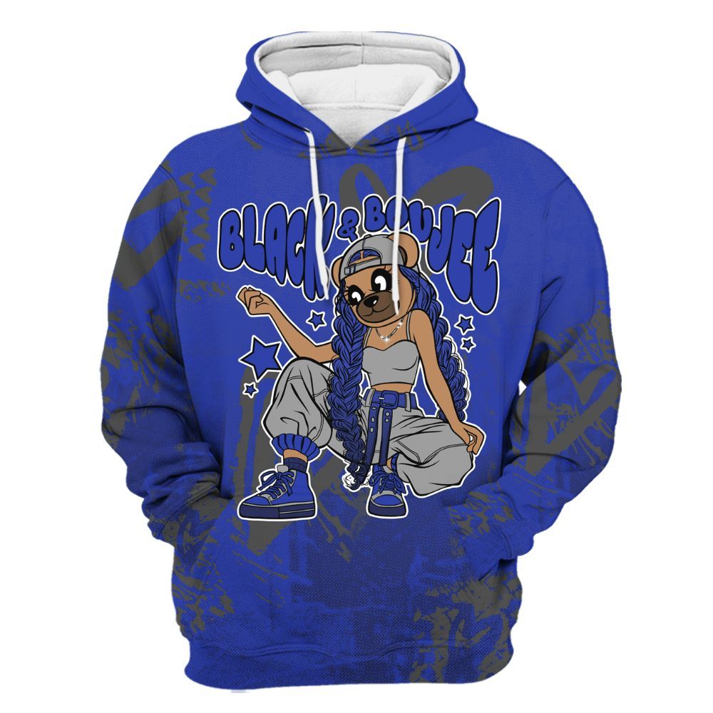 Hoodie To Match Air Max Plus Black Racer Blue - Boujee Girls Bear Heart Grunge All Over Print