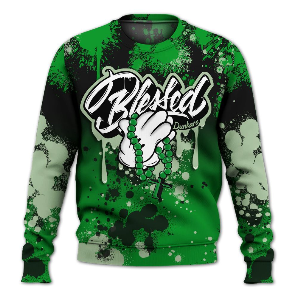 Sweatshirt To Match Green Spark CJ1 T-Rex - God Blessed Ink Drip All Over Print