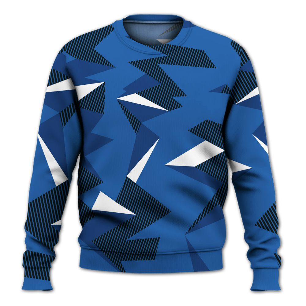 Sweatshirt To Match Brave Blue 13s - Geometric Camouflage Pattern All Over Print