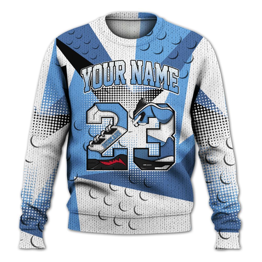 Knitted Sweater To Match University Blue 6s - Poly Custom Name Number 23 5s