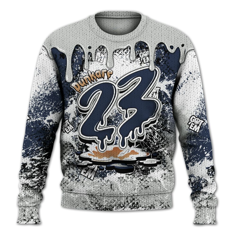 Sweater To Match Low Navy Grey Gum 1s - Dripping 23 Drip Graphic