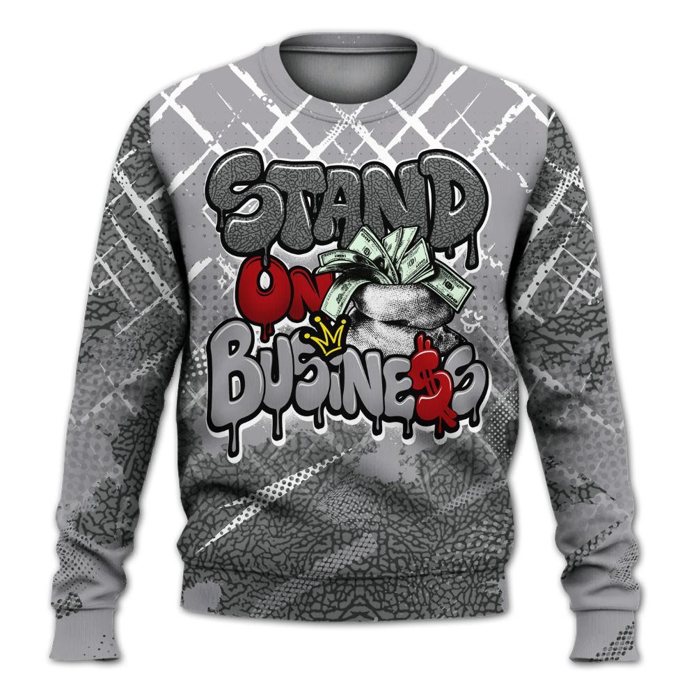 Sweatshirt To Match Cement Grey 3s - Halftone Stand Business Dripping All Over Print