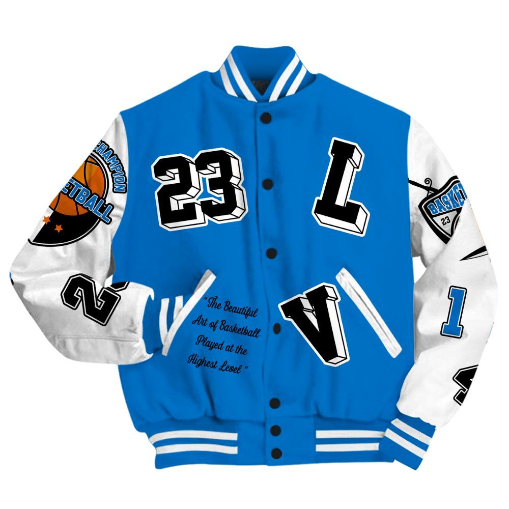 Varsity Jacket To Match Blueberry 12s - The GOAT Got Em Retro Graphic All Over Print
