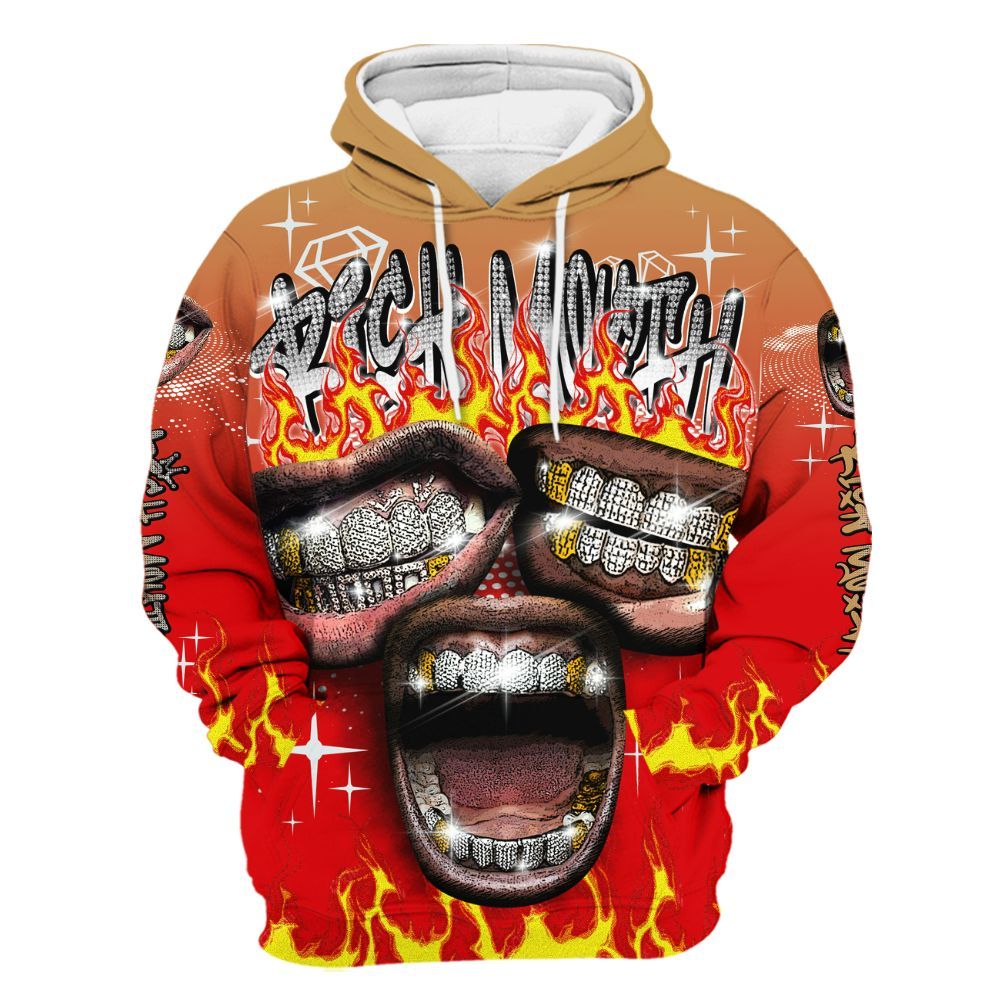 Hoodie To Match Kobe 5 Red Year Of The Mamba - Rich Mouth Fire Rap Retro 90s All Over Print