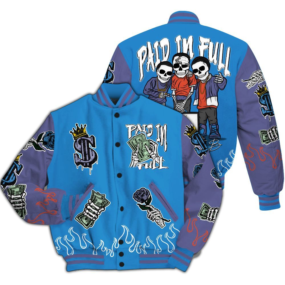 Varsity Jacket To Match Hi-Res Blue 700s - Fire Everybody Paid In All Over Print