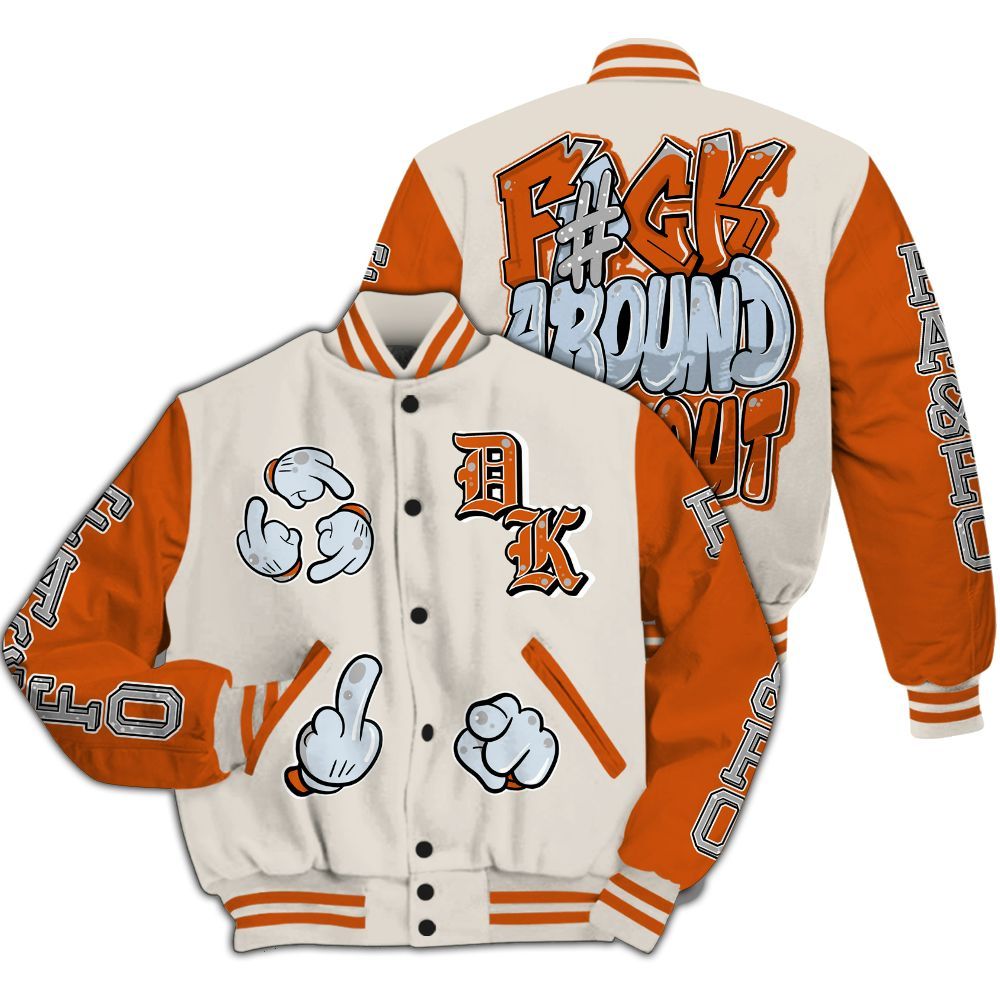 Varsity Jacket To Match SE Craft 5s - F Around Find Out Graphic All Over Print