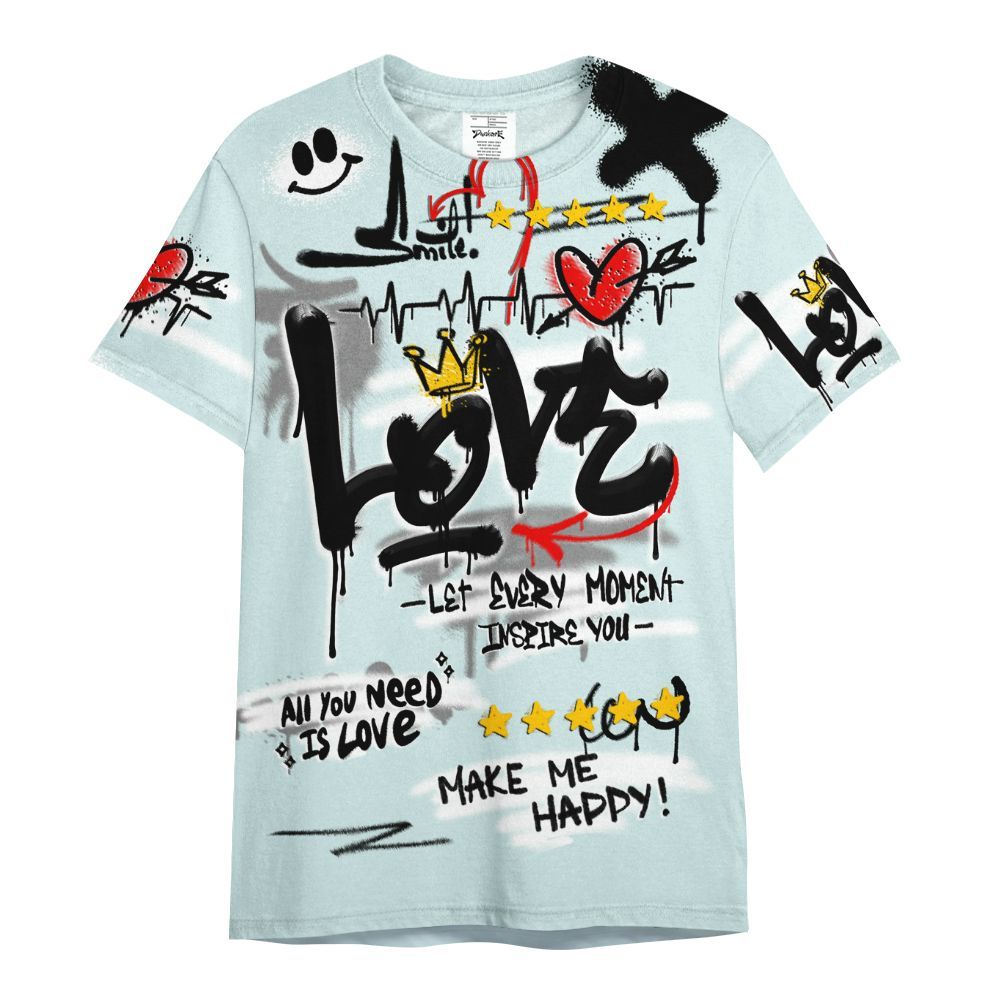 Shirt To Match Low Fiberglass 11s - Happy Love Beats Graffiti Streetwear All Over Print