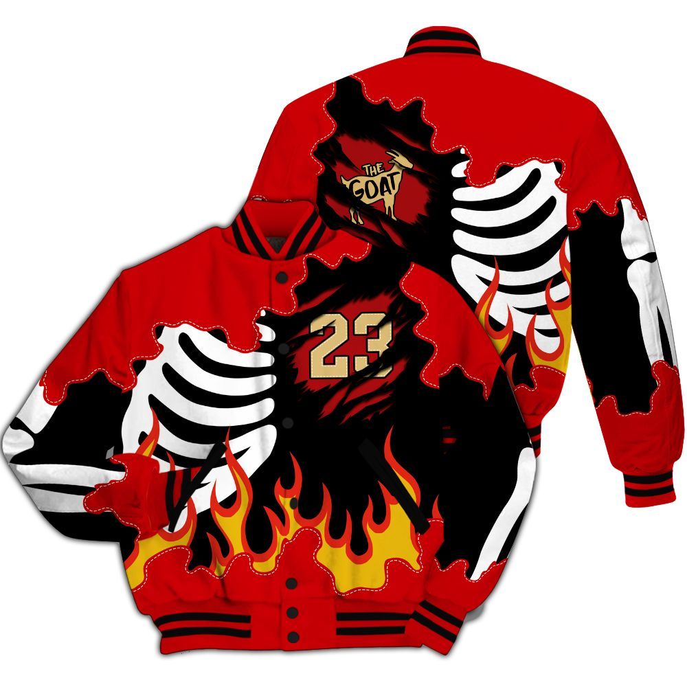 Varsity Jacket To Match Ja 2 Halloween - Burning Skeleton 23 G.O.A.T All Over Print