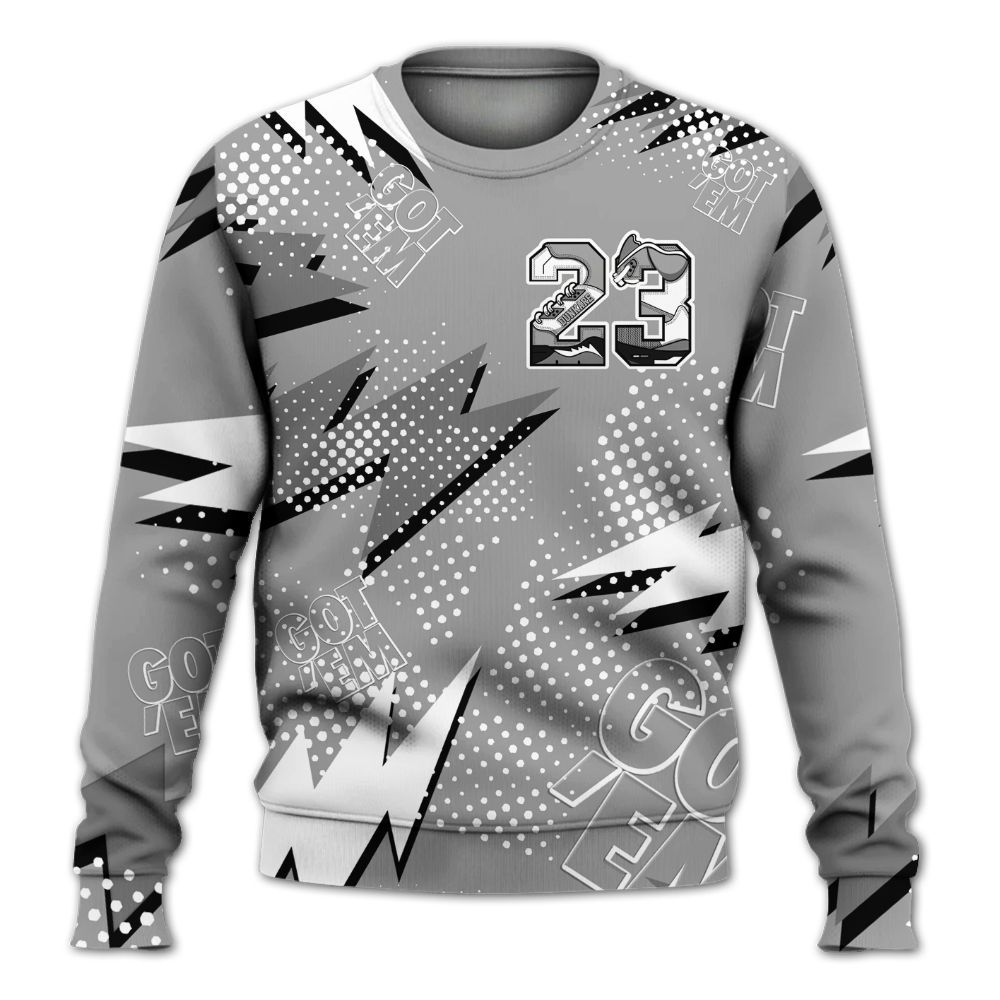 Sweatshirt To Match Black Wolf Grey 12s - Custom Name Number 23 5s All Over Print