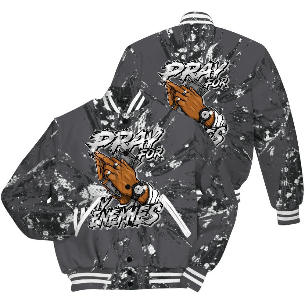 Varsity Jacket To Match White Thunder 4s Shirt - Prayed For Enemies Graphic Luxury All Over Print