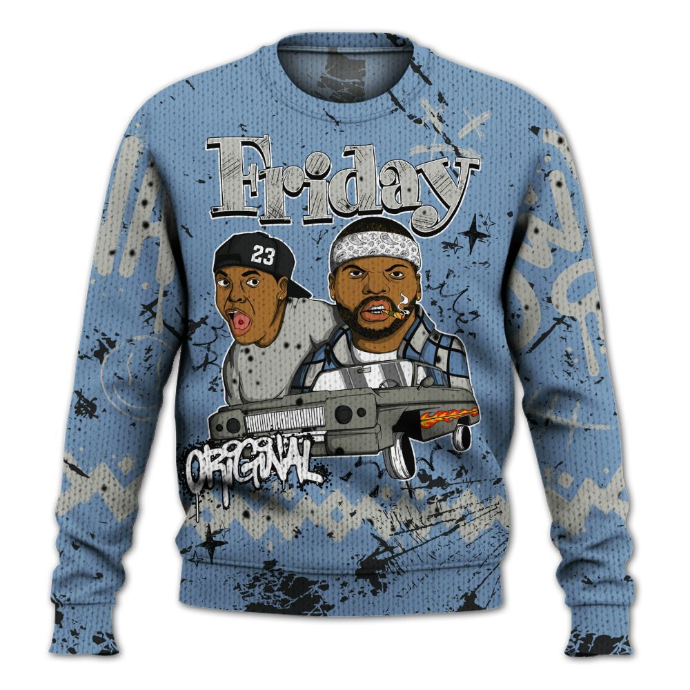 Knitted Sweater To Match University Blue 4s - Friday Sneaker Crayon