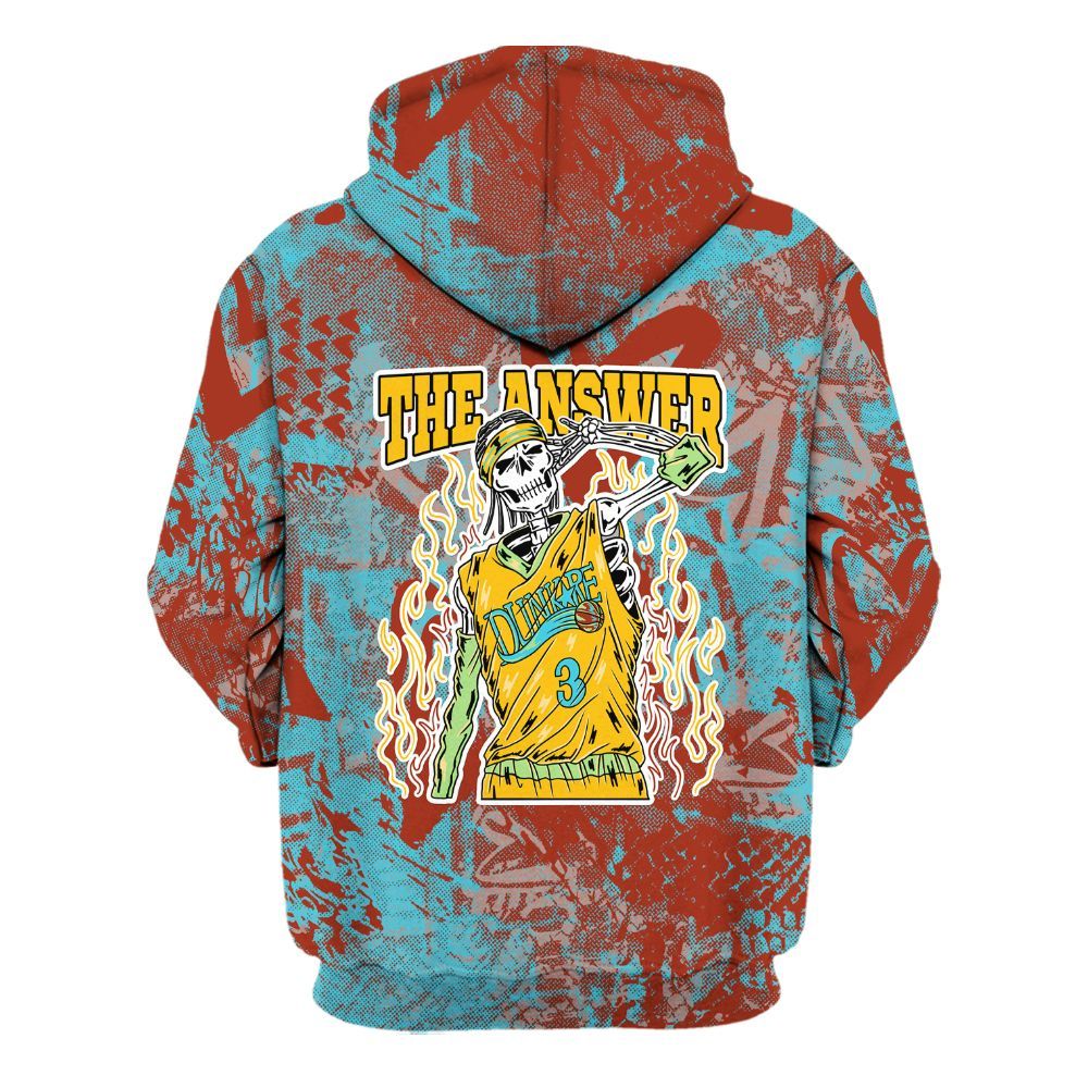 Hoodie To Match SB Dunk Di'Orr Greenwood - Allen Answer Skeleton Heart All Over Print