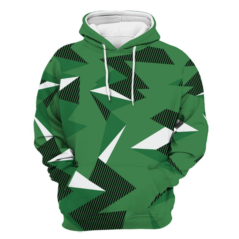 Hoodie To Match Lucky Green 1s - Geometric Camouflage Pattern All Over Print