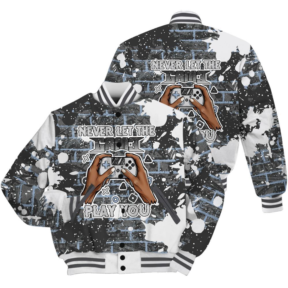Varsity Jacket To Match Reverse Black White 6s Shirt - PlayGame Human Brick All Over Print