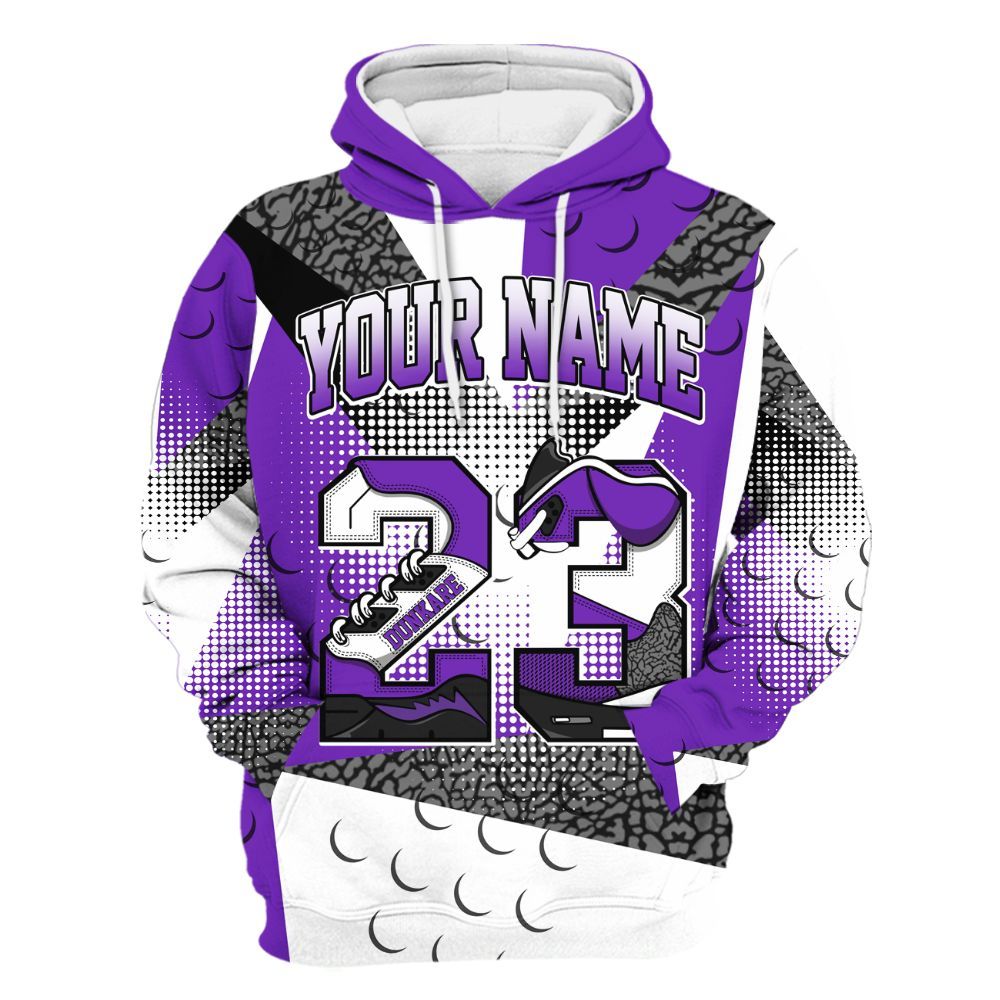 Hoodie To Match Retro Dark Iris 3s - Poly Custom Name Number 23 5s All Over Print