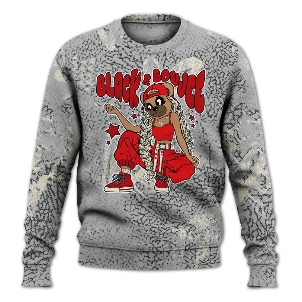 Sweatshirt To Match Cement Grey 3s - Boujee Girls Bear Heart Grunge All Over Print