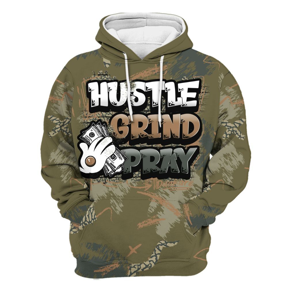 Hoodie To Match Retro Family Affair 3s - Hustle Grind Pray Graphic Street Style All Over Print