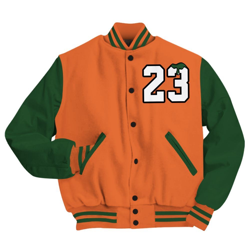 Varsity Jacket To Match Low Miami 5s - Custom Name Number 23 Drip All Over Print