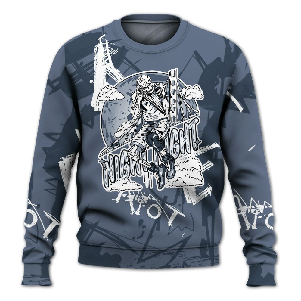 Sweatshirt To Match Low Diffused Blue 11s - Seeya Skeleton Messyz All Over Print