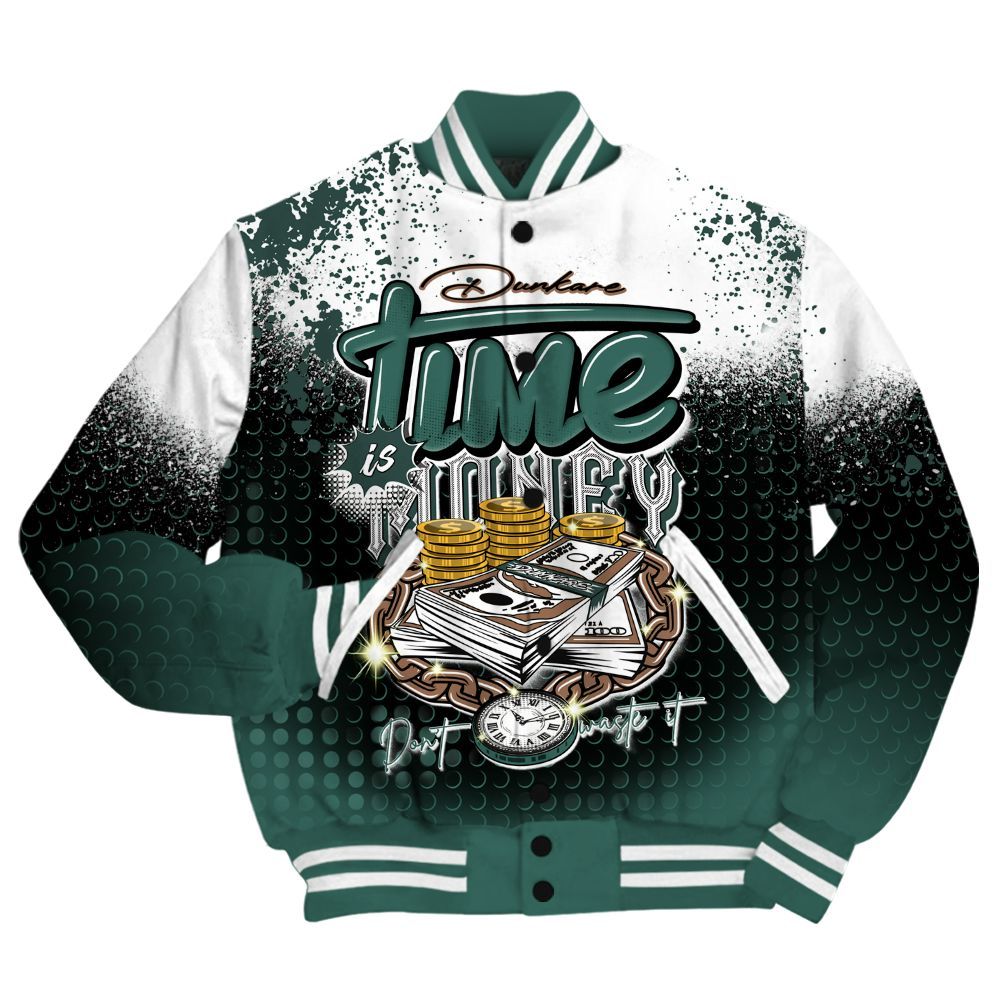 Varsity Jacket To Match Low OG Oxidized Green 1s Shirt, Halftone Time Is Money All Over Print