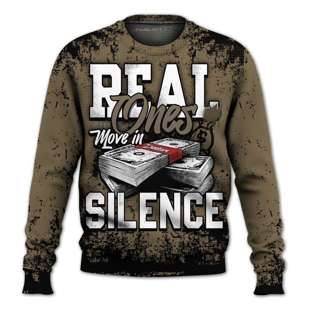 Sweatshirt To Match Olive 9s - Move In Silence Money Street Retro All Over Print