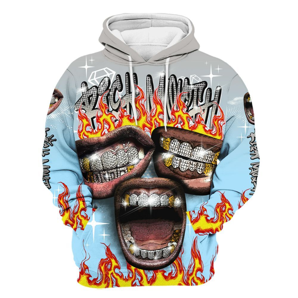 Hoodie To Match Retro SoleFly 13s - Rich Mouth Fire Rap Retro 90s All Over Print