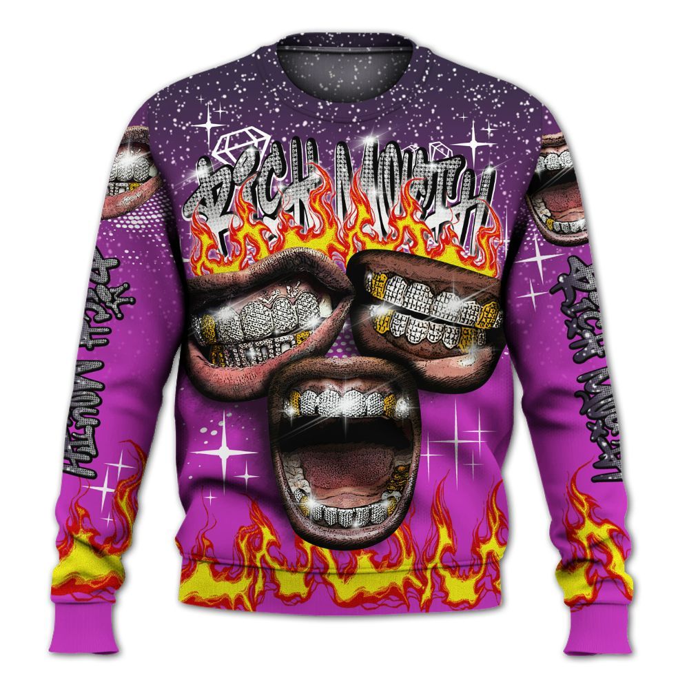 Sweatshirt To Match Ja 2 Staregazer - Rich Mouth Fire Rap Retro 90s All Over Print