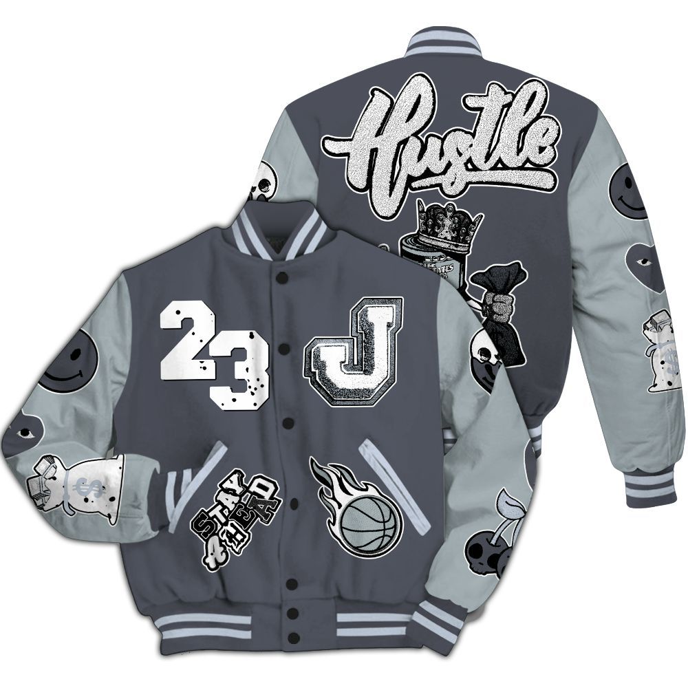 Varsity Jacket To Match Retro Wolf Grey 5s - Hustles Money Number 23 All Over Print