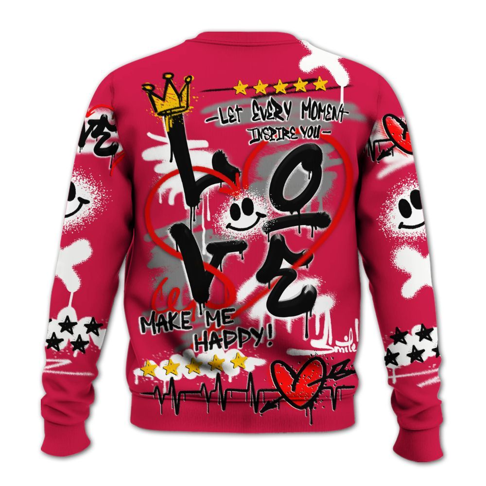 Sweatshirt To Match Black Toe 14s - Happy Love Beats Graffiti Streetwear All Over Print