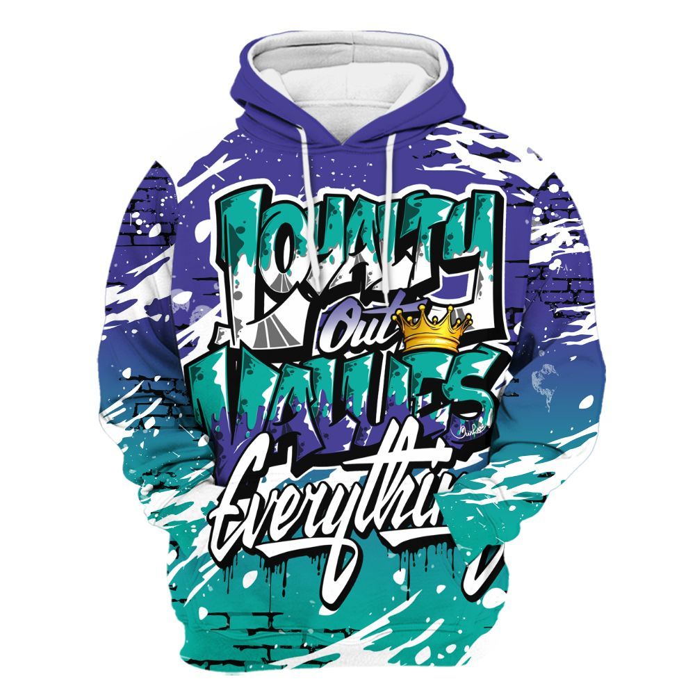 Hoodie To Match Retro Grape 5s - Values Of Loyalty All Over Print