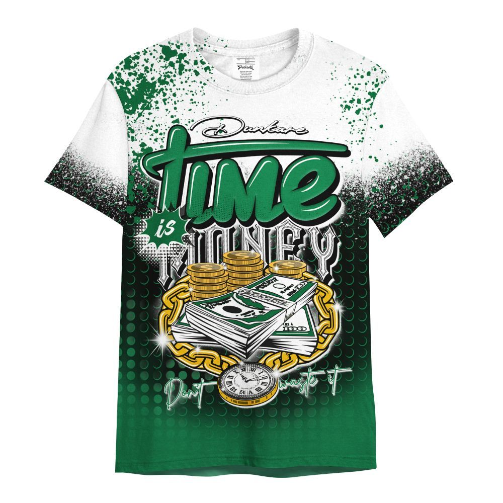 Shirt To Match Pine Green 13s - Halftone Time Is Money All Over Print