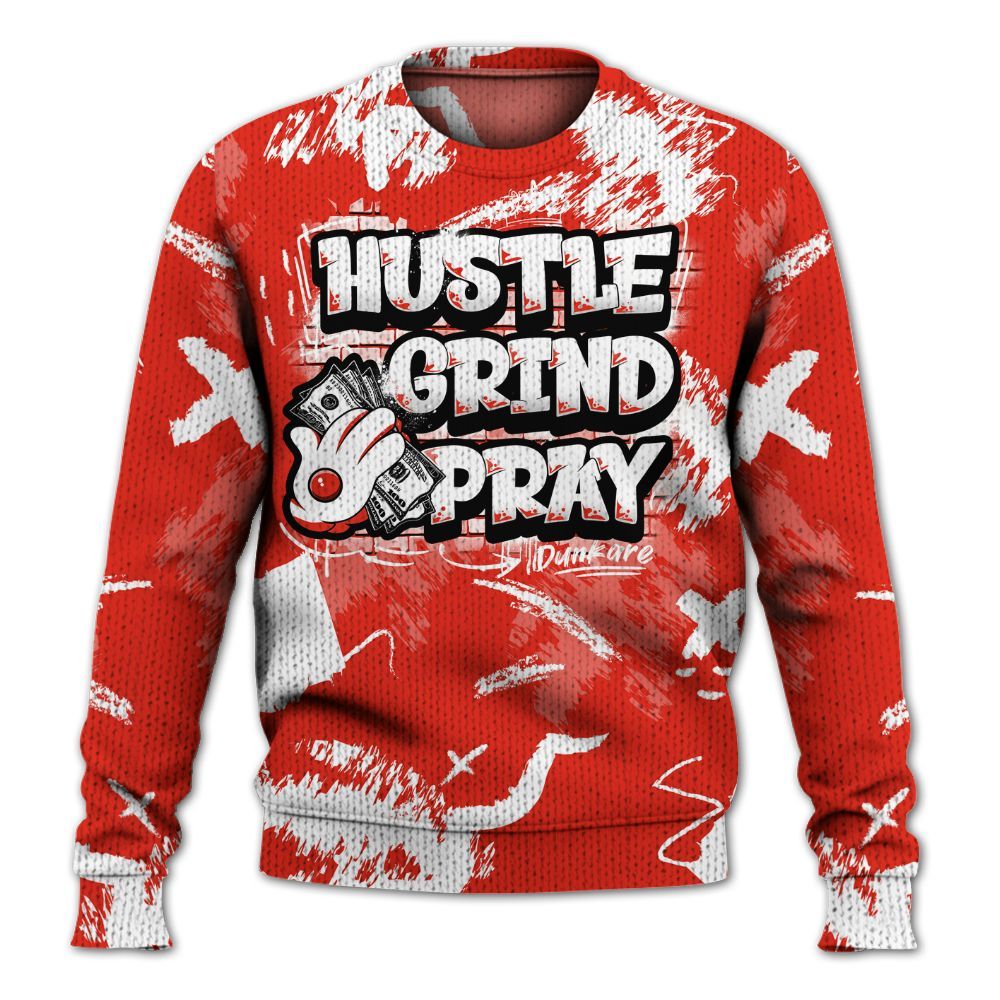 Knitted Sweater To Match Air Force 1 Low GS Valentine's Day - Hustle Grind Pray Retro